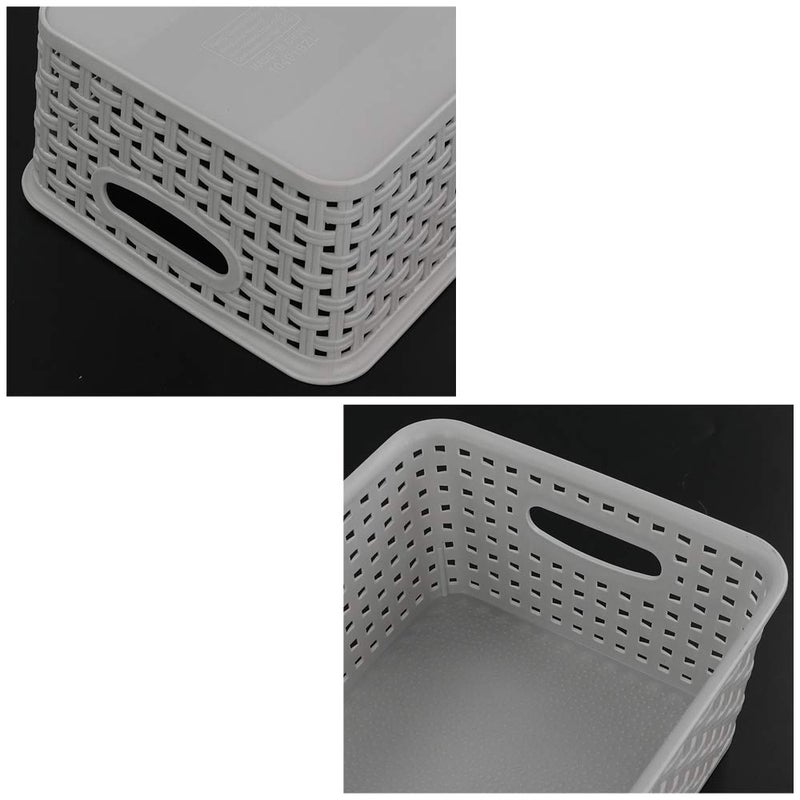 CadineUS 6-pack Grey Woven Plastic Storage Baskets, Organizing Bins - Image 3